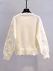 24 New Autumn and Winter Flower Language Pearl Knitted Cardigan Sweetheart Daisy Romantic Wavy Edge Sweater Jacket