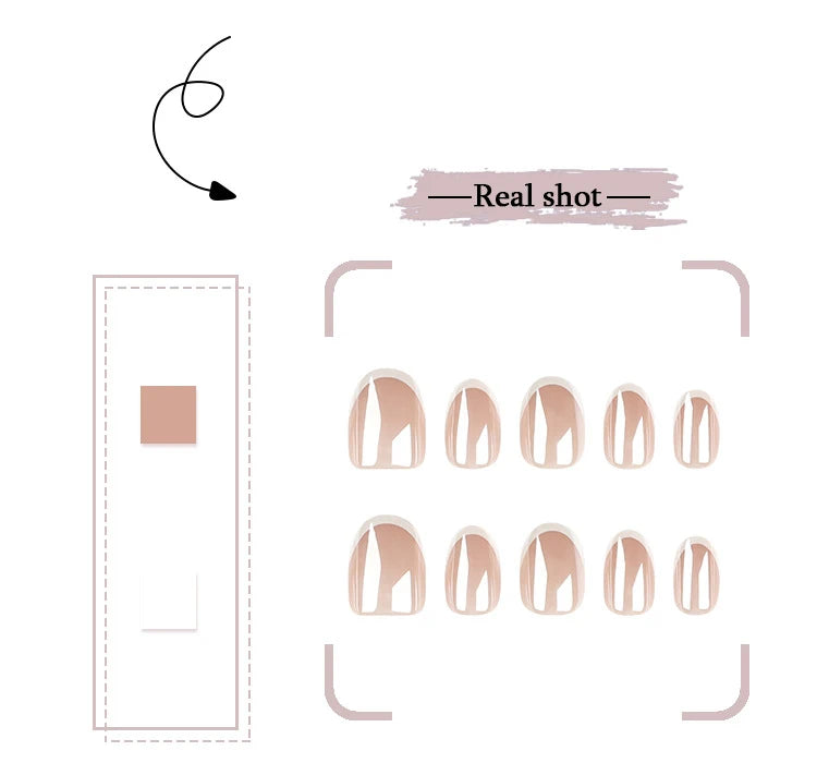 Glossy White French Short Nail Art Classic Simple Wearable Fake Nails Detachable Finished False Nails Press on Nails with Glue