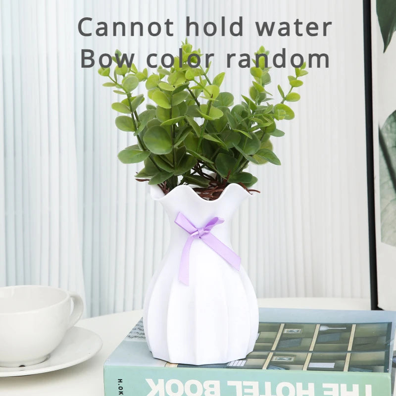 1pc Living room flower arrangement container decoration, imitation ceramic plastic vase, tabletop flower pot