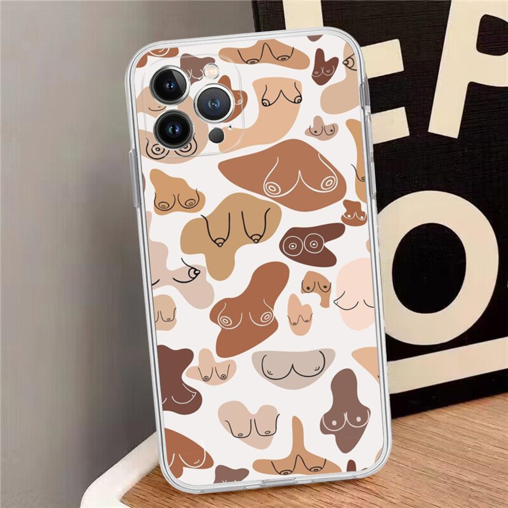 Boobs Art Print Phone Case For iPhone 15 14 13 12 Mini 11 Pro XS Max X XR SE 6 7 8 Plus Soft Silicone Cover