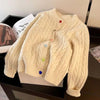 New Korean Style Western-style Sweet Color Love Button Versatile Soft Waxy Knitting Cardigan Fashion Fried Dough Twists Sweater