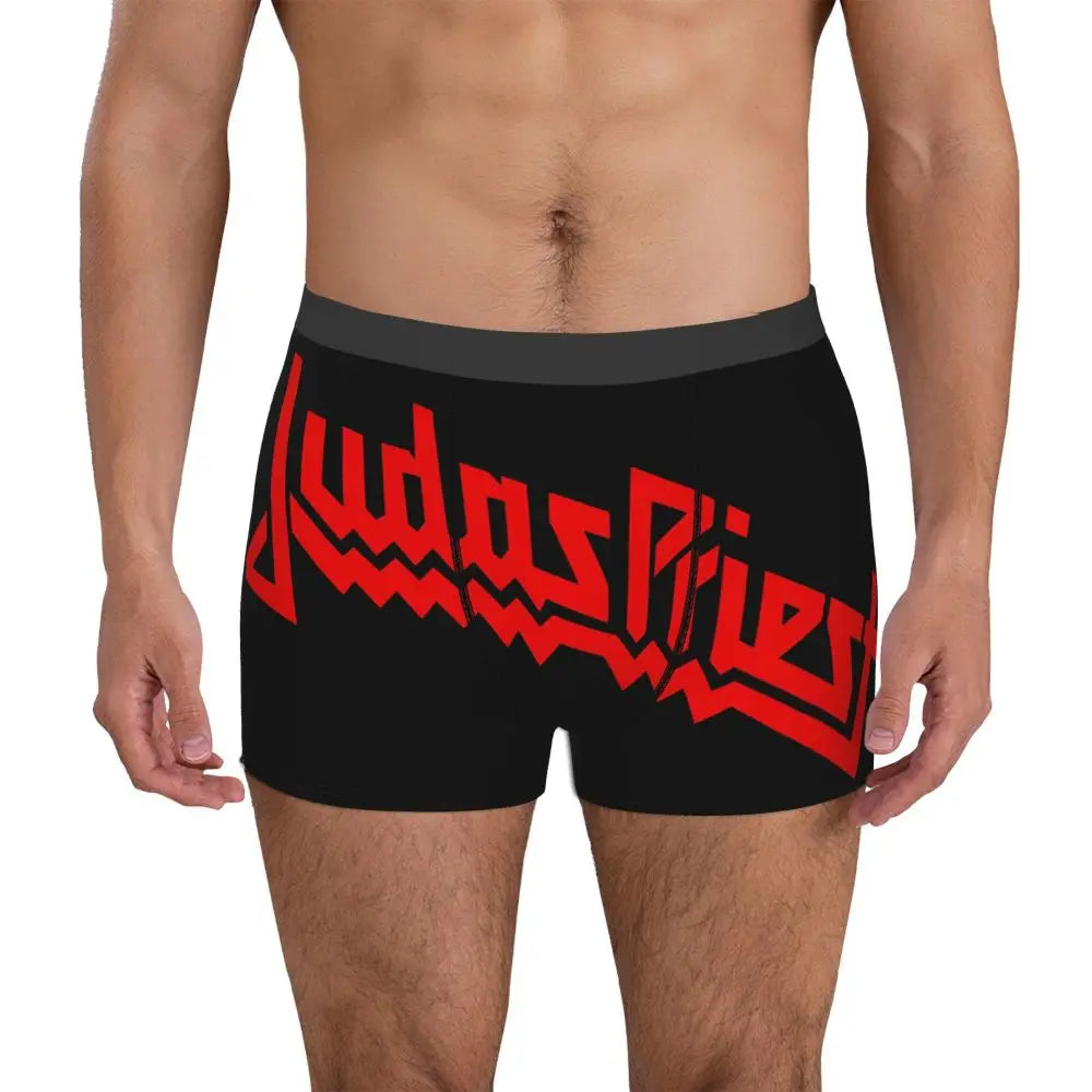 Judas Priest Accessories British Steel Firepower Men Boxer Briefs Breathable Underwear Top Quality Print Shorts Birthday Gifts