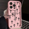 Luxury Black Cross Print Phone Case for iPhone 15 14 13 12 11 Pro Max Mini XR XS MAX 7 8 Plus SE2022 Shockproof Soft Funda Cover