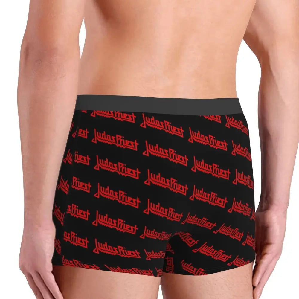 Judas Priest Accessories British Steel Firepower Men Boxer Briefs Breathable Underwear Top Quality Print Shorts Birthday Gifts