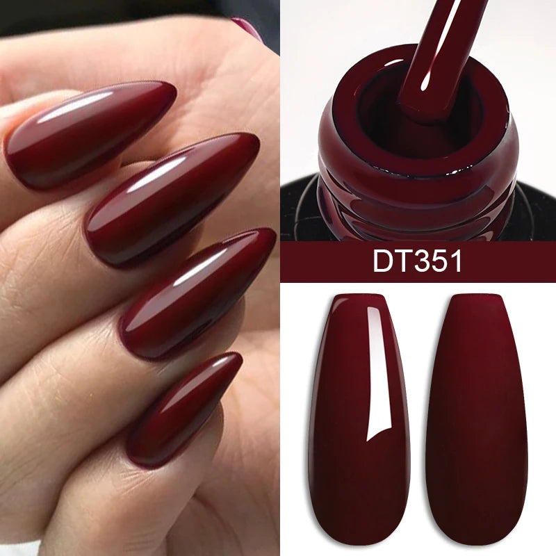 MEET ACROSS 7ml Wine Red Gel Nail Polish Long-Lasting French Style Gel Nail Supplies For Manicure DIY Design Nail Art Varnish