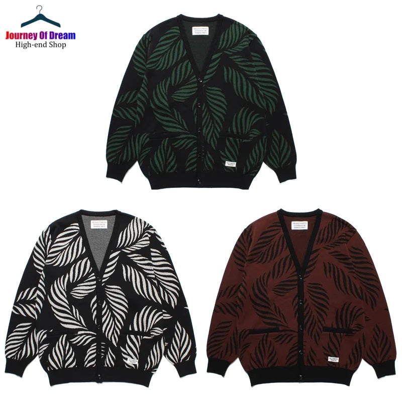 Trend High Street Leopard Print Cotton V-Neck Knit Cardigan Men's Women's Best Quality Casual Sweater