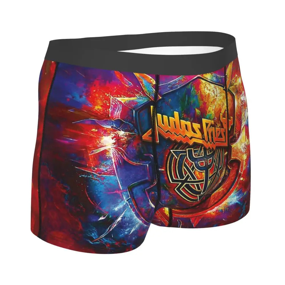 Judas Priest Accessories British Steel Firepower Men Boxer Briefs Breathable Underwear Top Quality Print Shorts Birthday Gifts