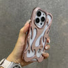 Fashion Matte 3D Hollowed Flame Phone Case For iphone 16 15 14 13 12 11 Pro Max 16 Plus Creative Electroplated Soft Back Cover