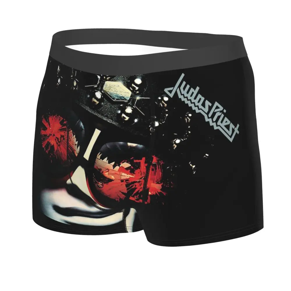 Judas Priest Accessories British Steel Firepower Men Boxer Briefs Breathable Underwear Top Quality Print Shorts Birthday Gifts
