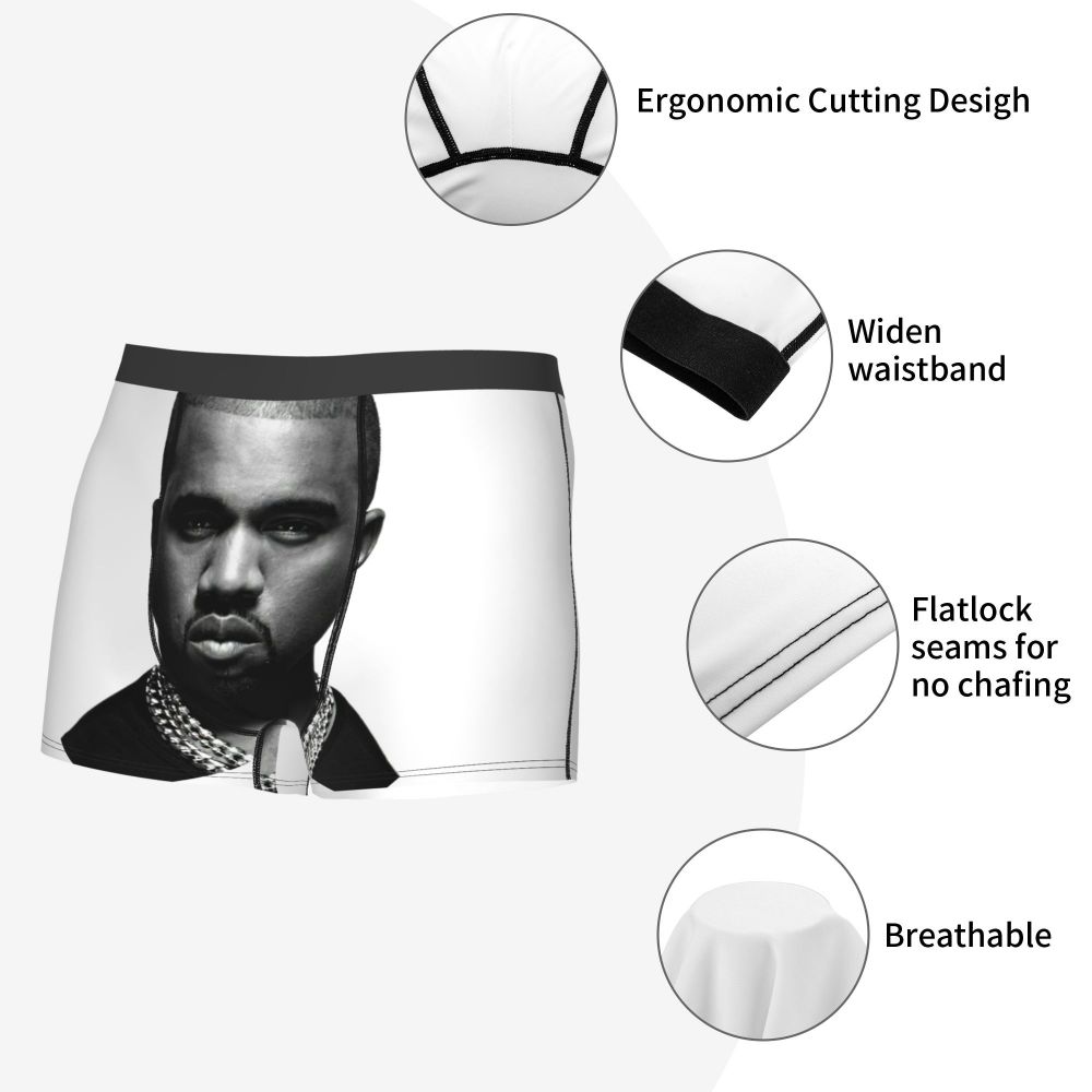 Custom Funny Kanye West Meme Boxer Shorts For Men 3D Print Sexy POP Rapper Underwear Panties Briefs Soft Underpants