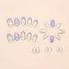 24pcs Romantic Y2k Star Press On Nails Gradient Blue French Style Gold Moon Designs Fake Nail Sweet Almond False Nails For Women