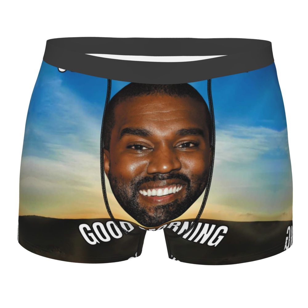 Custom Funny Kanye West Meme Boxer Shorts For Men 3D Print Sexy POP Rapper Underwear Panties Briefs Soft Underpants