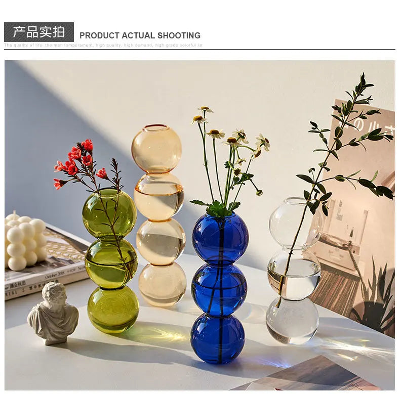 Nordic Glass Vase Home Decor Living Room Decoration Terrarium Flower Vase Plant Pots Decorative Home Accessories Decoration Gift