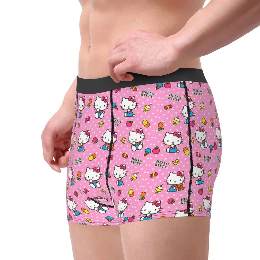 Custom Male Cool Hello Kitty Men Underwear Boxer Briefs Soft Shorts Panties Underpants