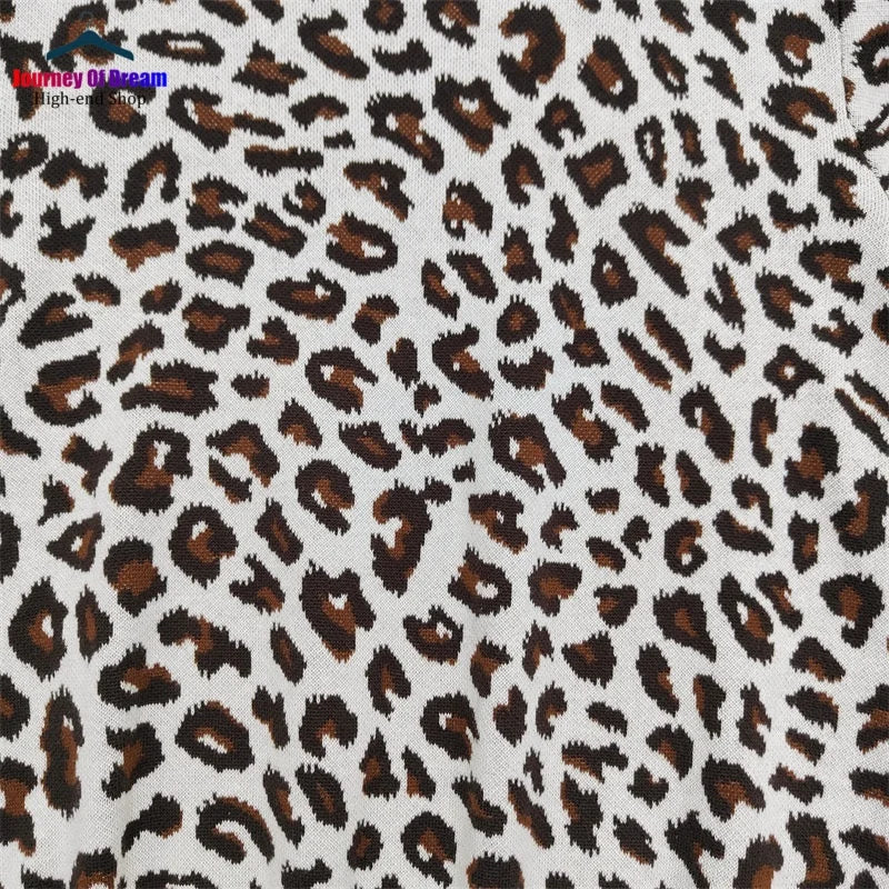Trend High Street Leopard Print Cotton V-Neck Knit Cardigan Men's Women's Best Quality Casual Sweater