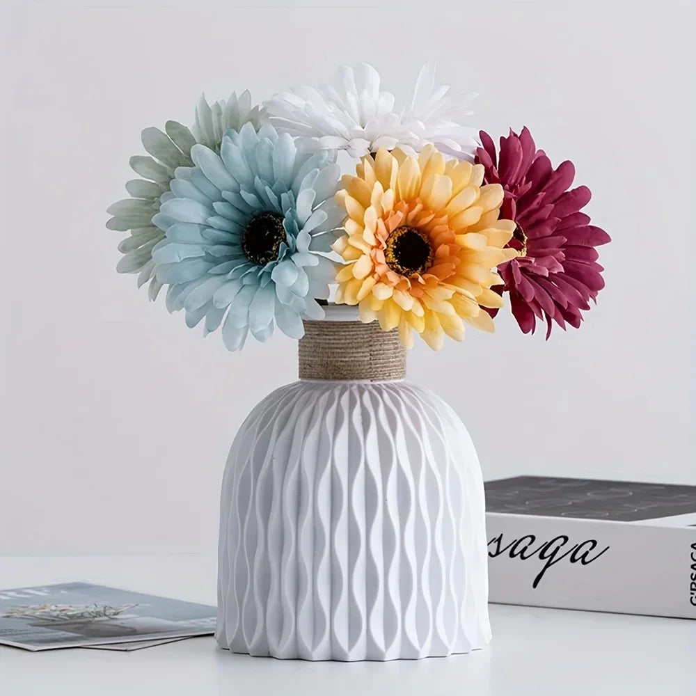 1pc Water Ripple Plastic Vase Nordic Style Wave Flower Pot Arrangement Modern Home Living Room Desktop Decoration