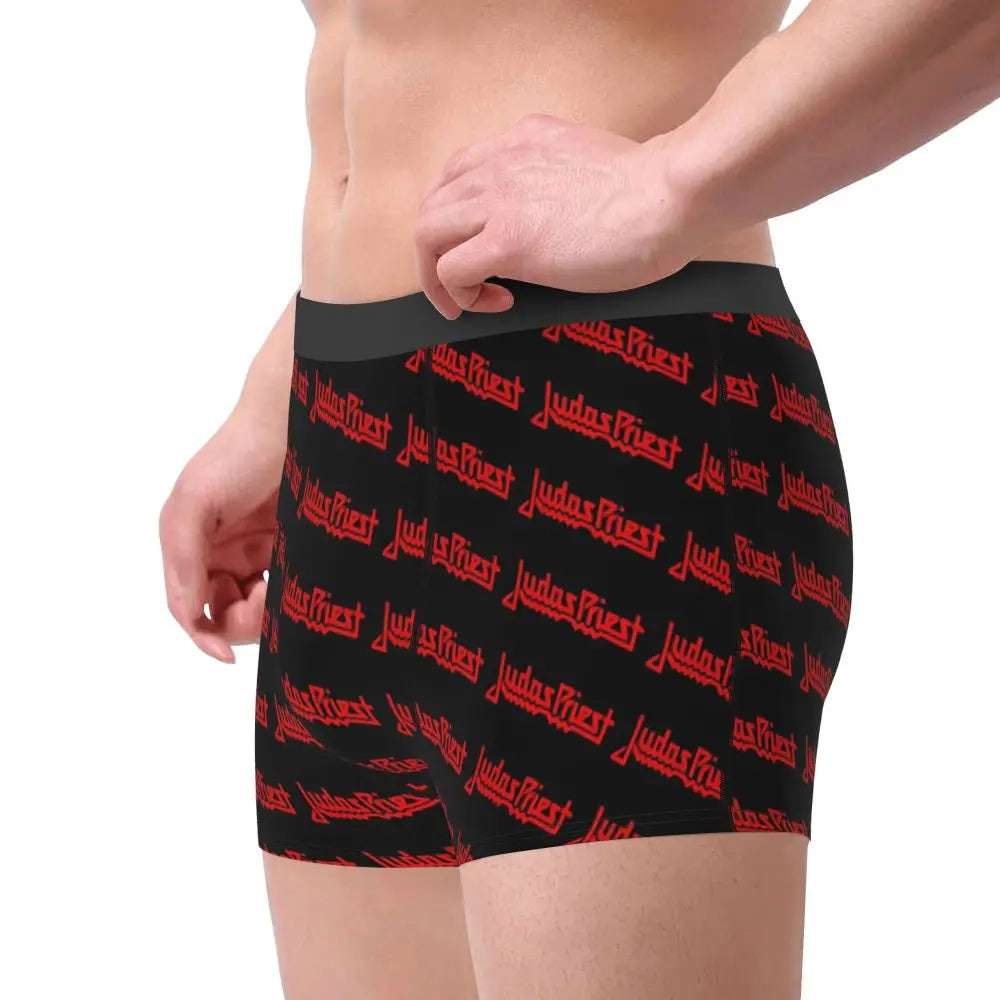 Judas Priest Accessories British Steel Firepower Men Boxer Briefs Breathable Underwear Top Quality Print Shorts Birthday Gifts