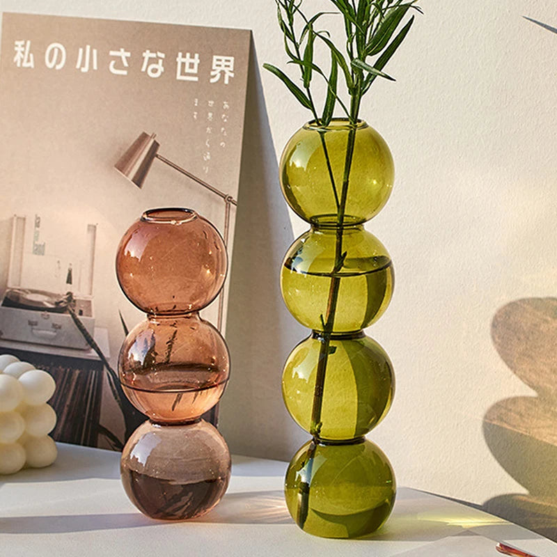 New Nordic Glass Bubble Vase INS Flower Arrangement Modern Creative Spherical Flower Vases Home Decoration Birthday Gift Pots