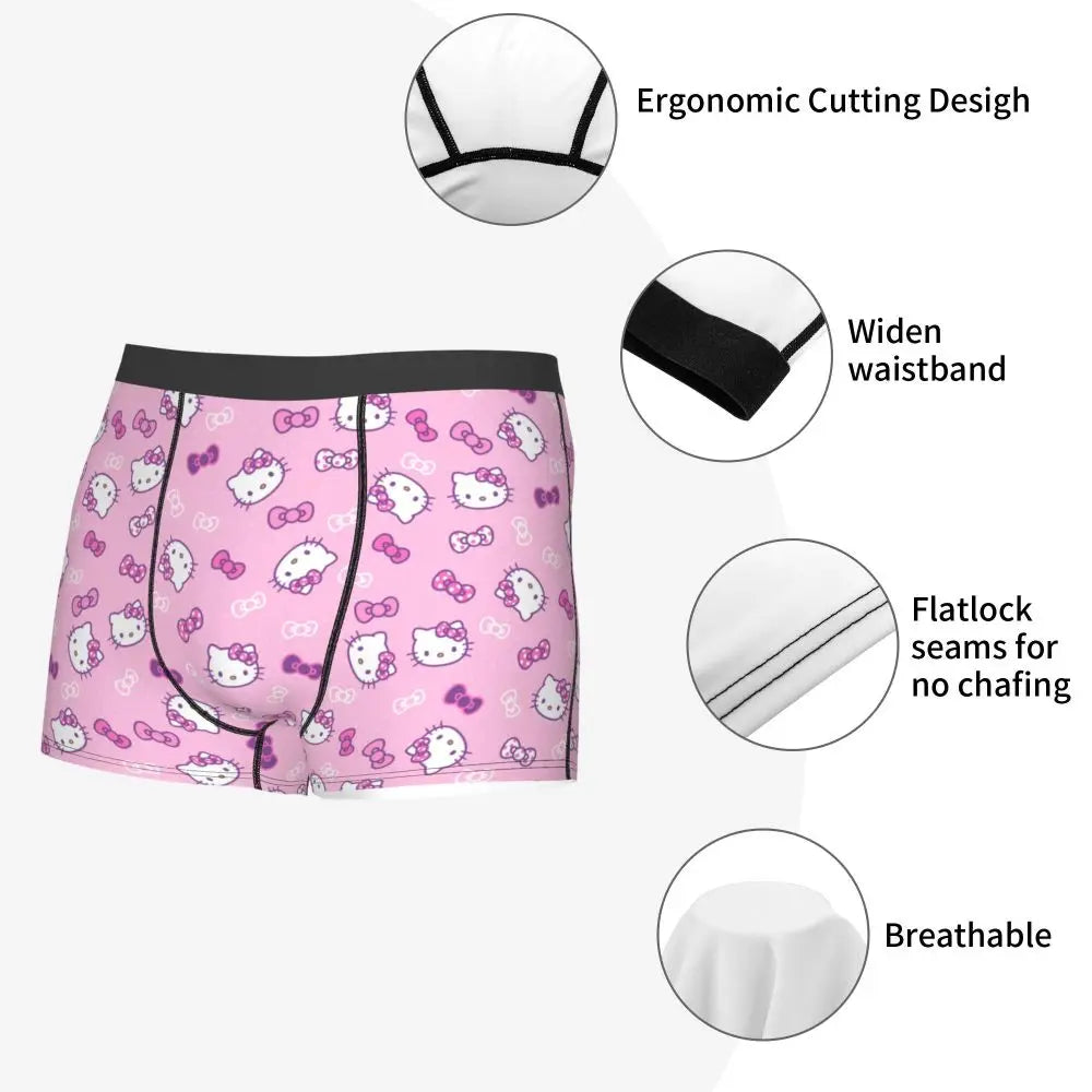 Custom Male Cool Hello Kitty Men Underwear Boxer Briefs Soft Shorts Panties Underpants