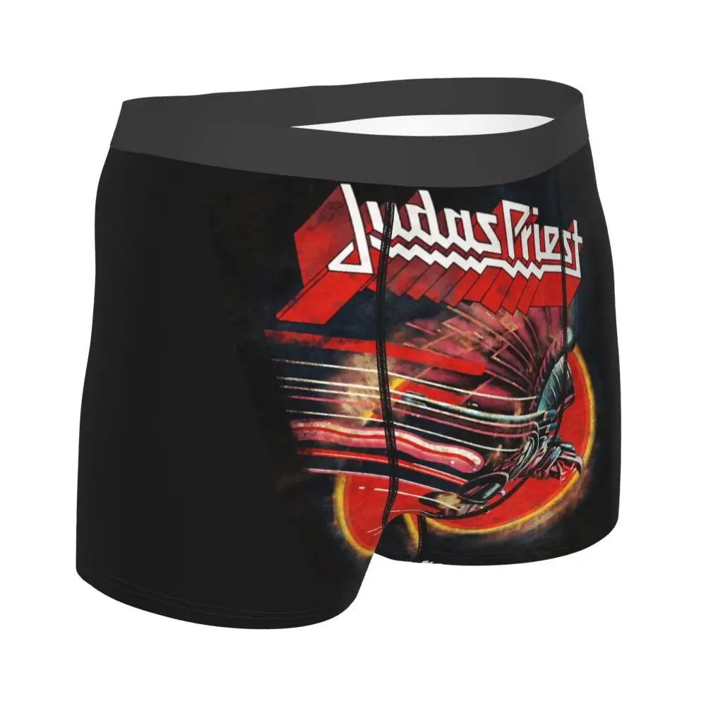 Judas Priest Accessories British Steel Firepower Men Boxer Briefs Breathable Underwear Top Quality Print Shorts Birthday Gifts