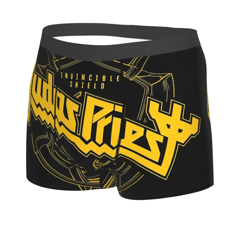 Judas Priest Accessories British Steel Firepower Men Boxer Briefs Breathable Underwear Top Quality Print Shorts Birthday Gifts