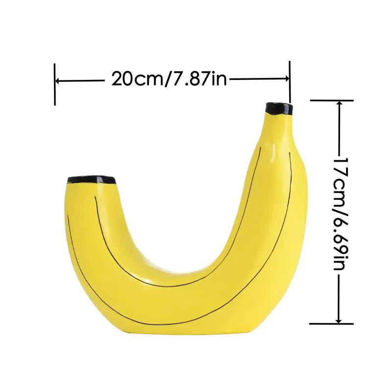 Resin Banana Flower Vase for Decor Creative Banana Shaped Vases for Flowers Cute Double Head Design Art Vases Flower Container