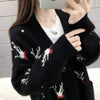 Spring Autumn Winter Oversized Sweater Coat Women Clothes Loose Mid Length Top Printing Knitting Cardigan Warm Top Tee Women's