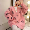 Spring Autumn Ladies Knitwear Top Coat Korean Female V-neck Knitting Cardigan Jacket  2024 Women Loose Fitting Sweater Outerwear