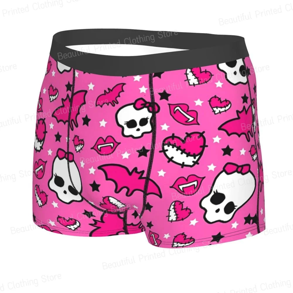 Pretty Pink Pattern Men Boxer Briefs Monster High Highly Breathable Underwear High Quality Print Shorts Birthday Gifts