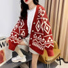 Women's 2024 Autumn/Winter New Retro Geometric Diamond Shaped Sweater Loose Outerwear Lazy Style Coat Thick Knitted Cardigan