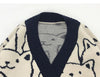 Harajuku Cartoon Cat Cardigan Sweater Men Streetwear Pattern College Knitwear Casual Knitted Japanese Knit Jacket Women Unisex