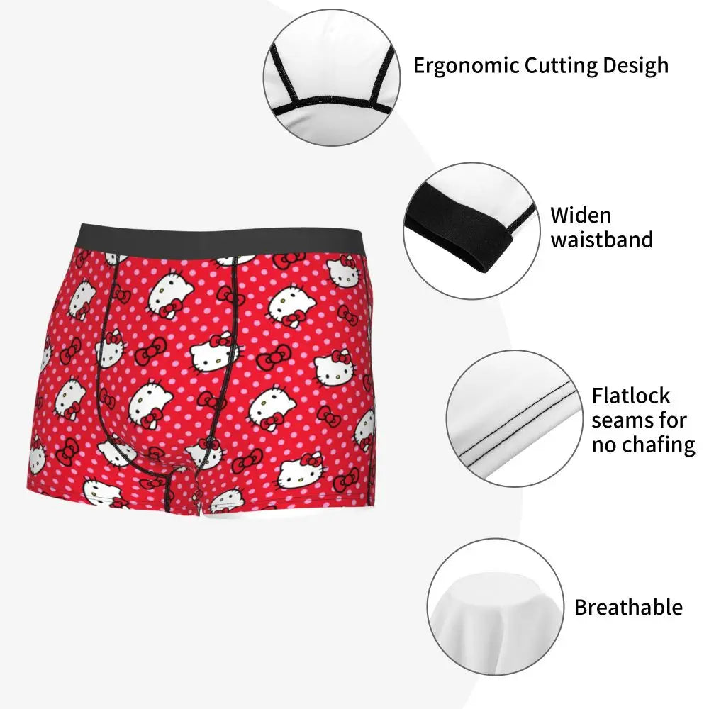 Custom Male Cool Hello Kitty Men Underwear Boxer Briefs Soft Shorts Panties Underpants