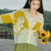 Cute Cardigan for Women Warm Cat Cartoon Tender All-match Ins Korean Style Fashion Autumn V-neck Knitted Single Breasted Soft