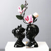 Ceramic Head Face Vase Small Lovers Kiss Statue Flower Pot White Black Modern Planter for Home Table Decoration Floral Art Gifts