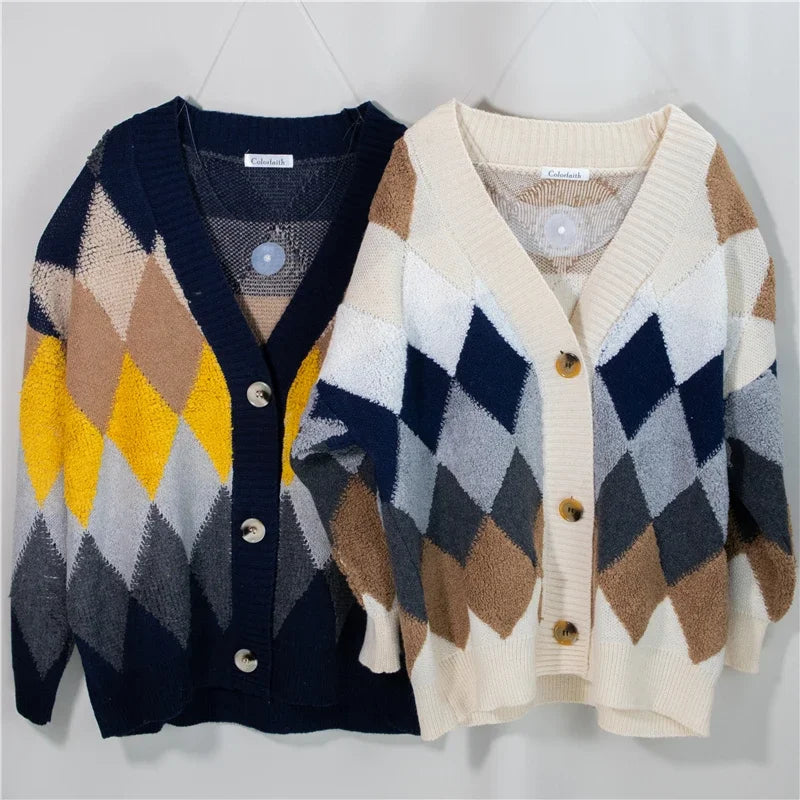 Fashion Sweater Women's Cardigan Loose Autumn and Winter Korean 2024 New Style Outerwear Knitted Jacket Medium Length