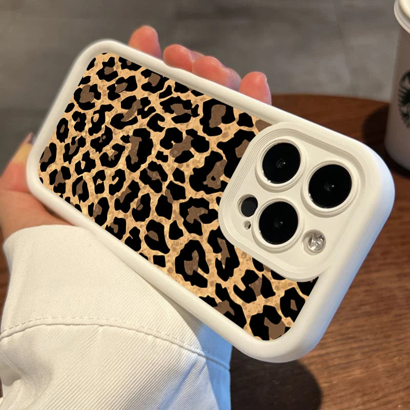 Leopard Print Graphic Silicone Phone Case For iPhone 15 14 13 12 11 Pro Max XS X XR 7 8 14 Plus 15 Shockproof Soft Bumper Cover