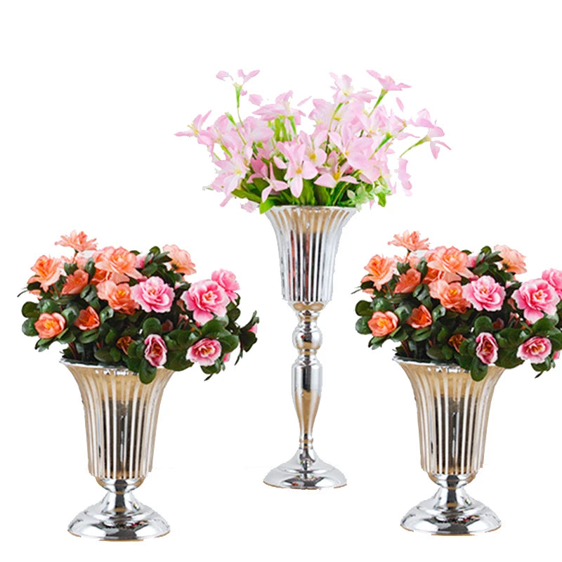 PEANDIM Luxury Silver Flower Vase Home Vase Desktop Craft Flower Arrangement Decoration Wedding Party Christmas Flower Rack