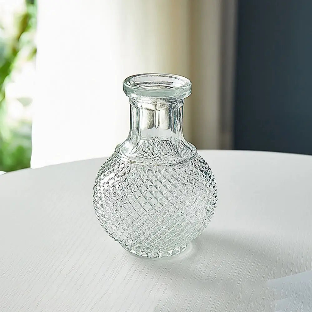 Simple Vintage Embossed Vase DIY Embossed Printing Mini Glass Vase Glass Creaft Transparent Hydroponics Vase