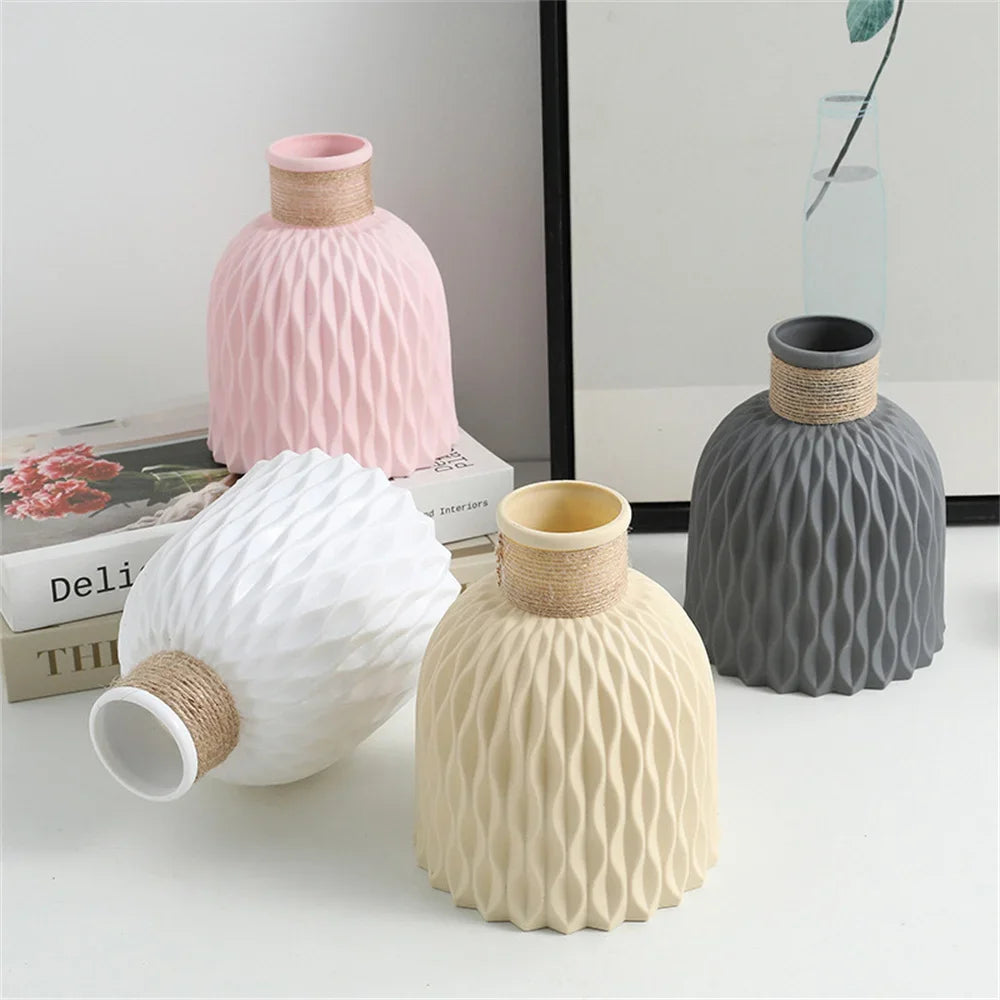 1pc Water Ripple Plastic Vase Nordic Style Wave Flower Pot Arrangement Modern Home Living Room Desktop Decoration