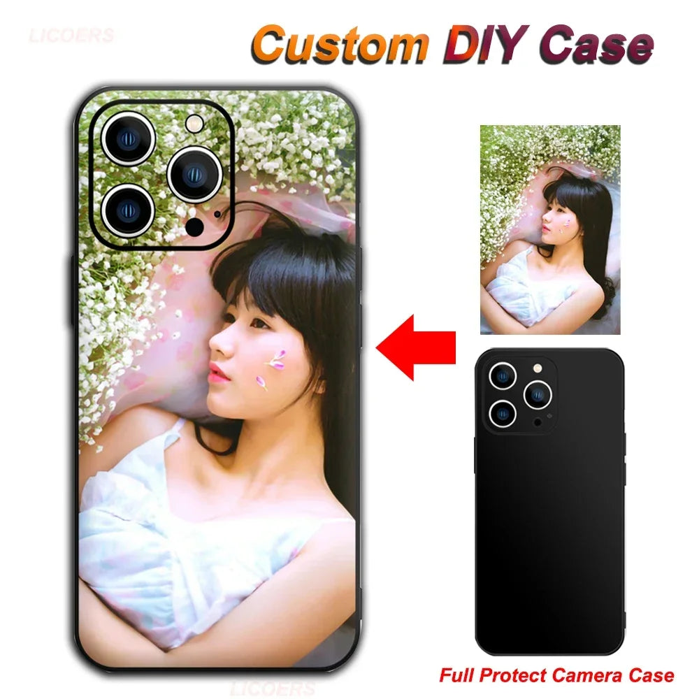 Custom Matte Case for iPhone 16 15 14 13 12 11 Pro Max Mini SE XS XR 7 8 6S Plus DIY Personalized Photo Picture Soft Cover Funda