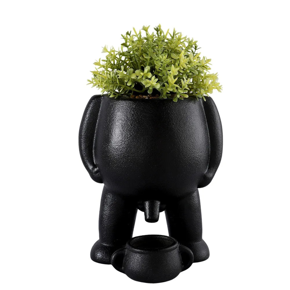 Resin Funny Flowerpot Piss Pot Shape Creative Human Shaped Peeing Plant Pot With Drainage Holes Figure Vases