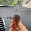 Stable Mini Car Flower Vase Clip Elegant Adjustable Car Vent Flower Vase Walnut and Glass Creative Car Vent Decor Dashboard