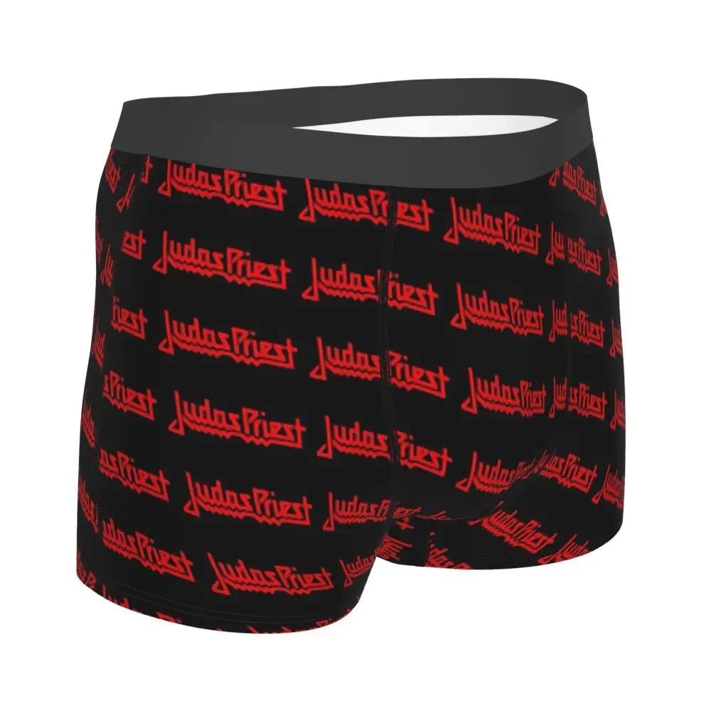 Judas Priest Accessories British Steel Firepower Men Boxer Briefs Breathable Underwear Top Quality Print Shorts Birthday Gifts