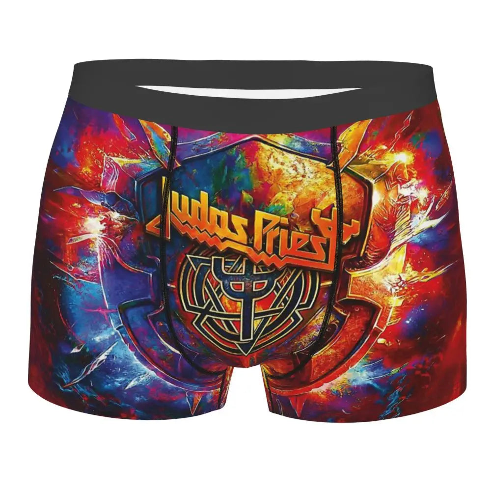 Judas Priest Accessories British Steel Firepower Men Boxer Briefs Breathable Underwear Top Quality Print Shorts Birthday Gifts