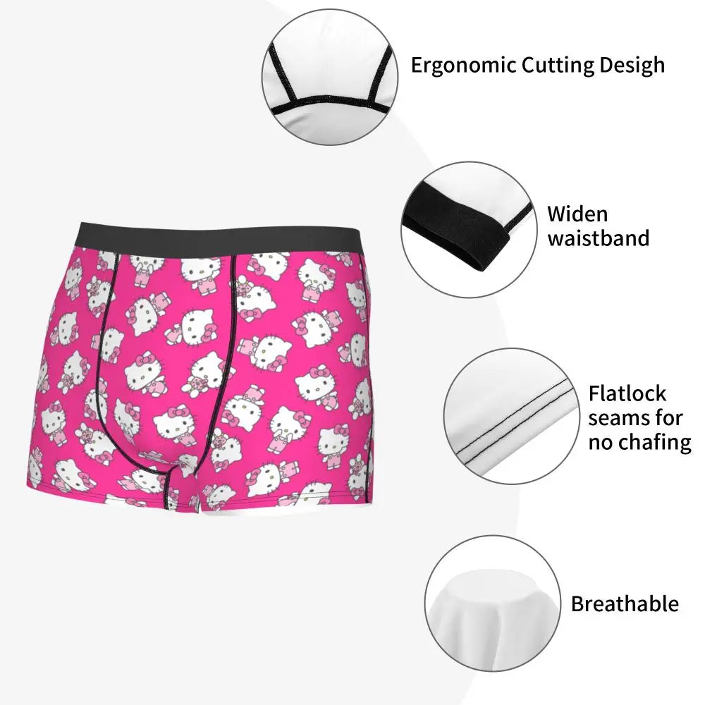 Custom Male Cool Hello Kitty Men Underwear Boxer Briefs Soft Shorts Panties Underpants