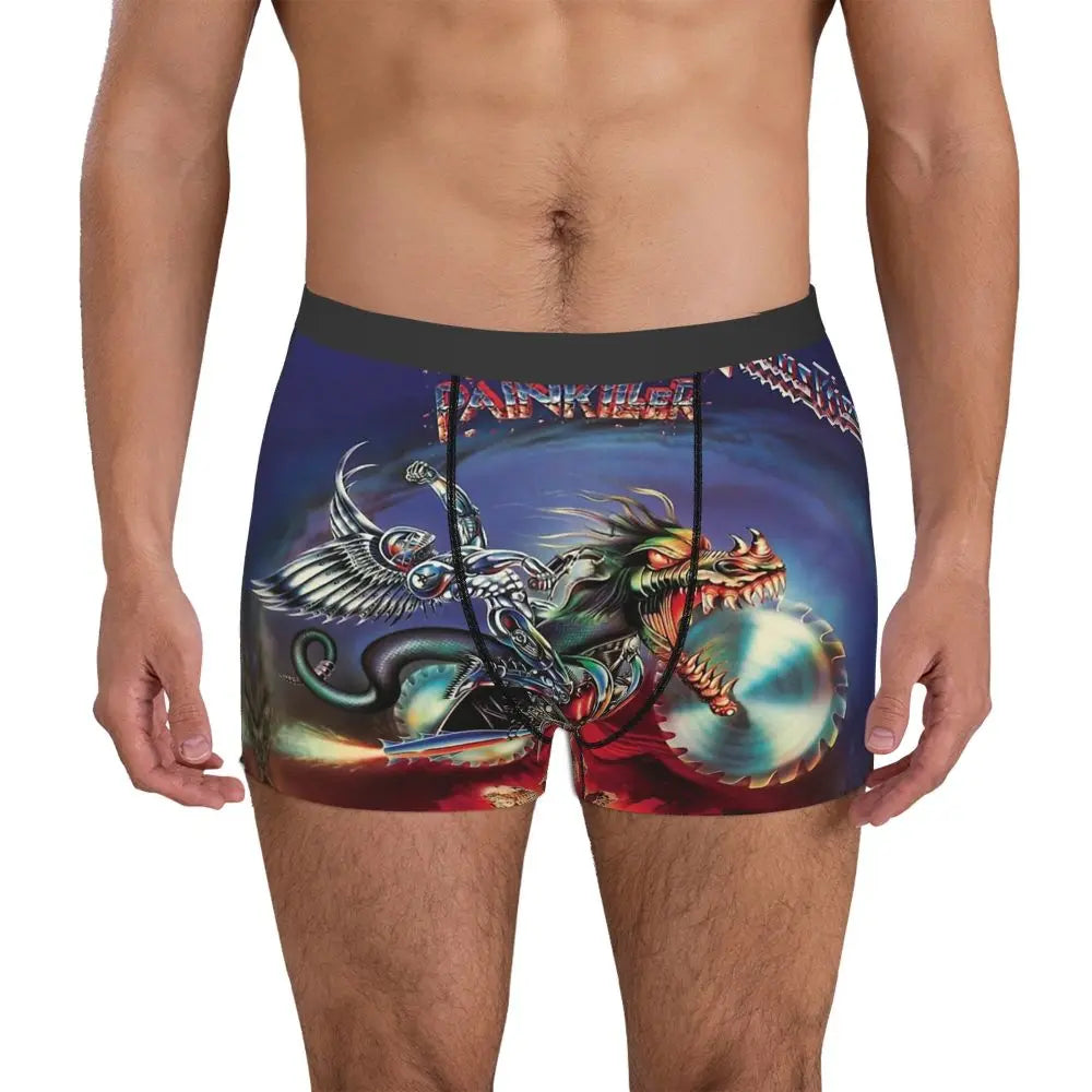 Judas Priest Accessories British Steel Firepower Men Boxer Briefs Breathable Underwear Top Quality Print Shorts Birthday Gifts