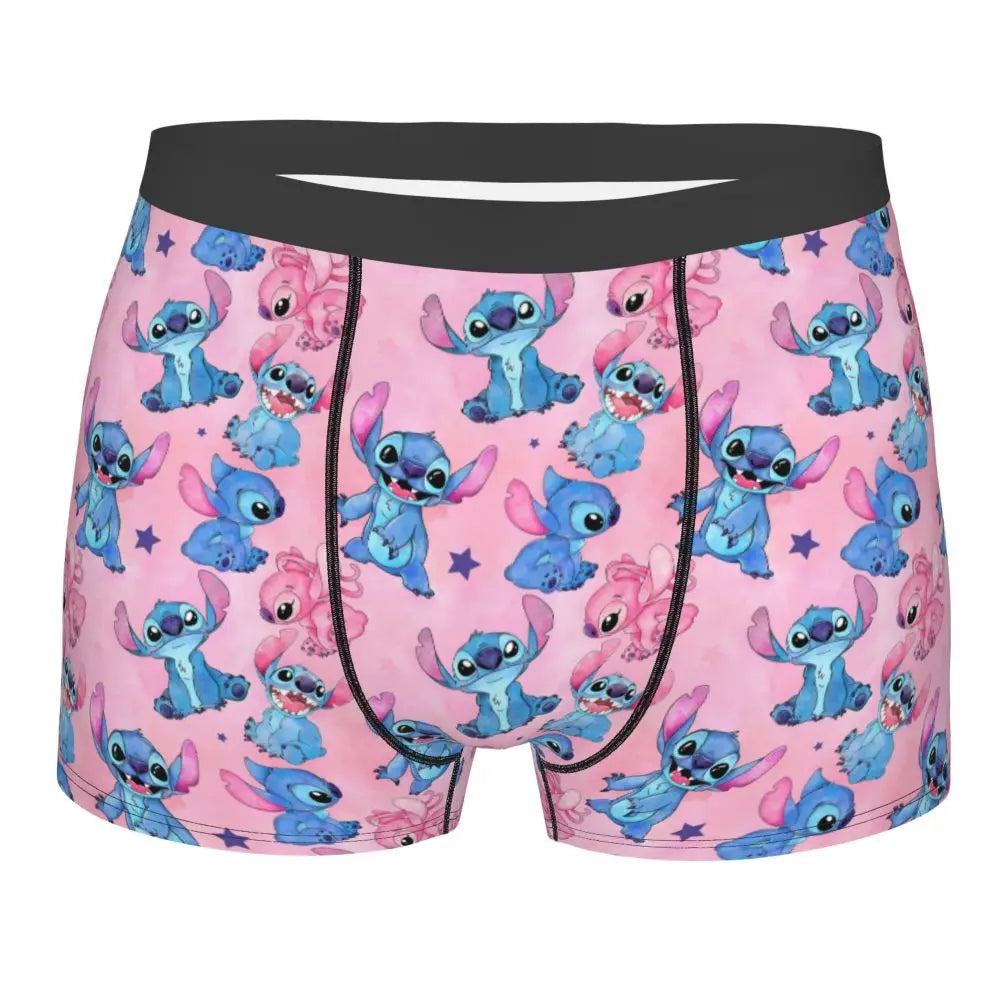 Boxer Lilo & Stitch Angel Love Alternative Shorts Panties Briefs Men Underwear Cartoon Cute Breathable Underpant Homme Plus Size