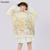 Mori Girl Style Sweet Knitted Pullovers Autumn Winter Women Kawaii Cartoon Print Sweater Coat Girls Cute Knitwear Cardigan Tops