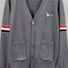 Autumn Sweater Coat Women's Cardigan College Style Embroidery Puppy Stripe Color Block Knitwear Overlay Top