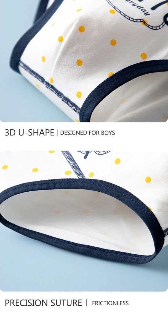 4PCS Cotton Children Boys Boxer Briefs Cartoon Print Kid Underwear Boy Panties Shorts Breathable Toddlers Underpants Age 3-8